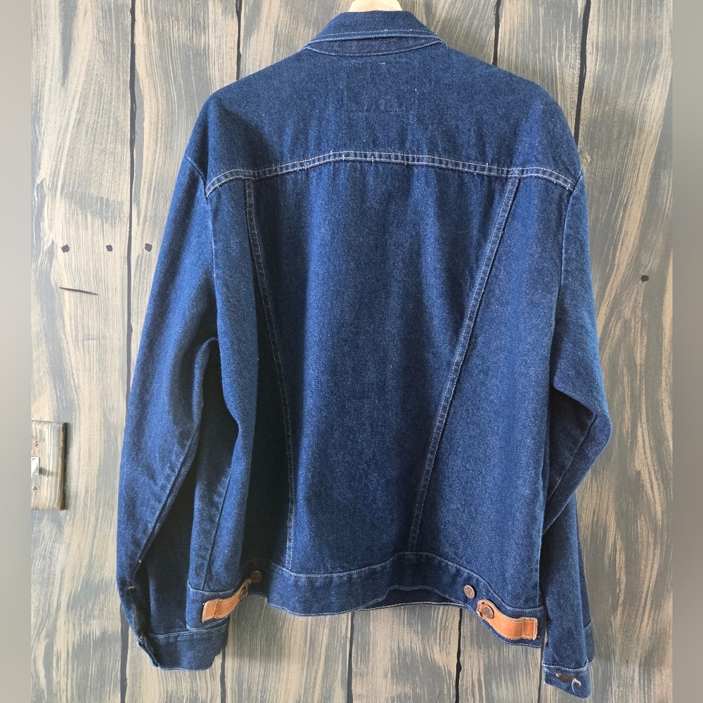 Sasson Vintage Blue Denim Jacket with Tan Accents Men's Size L - Picture 6 of 7